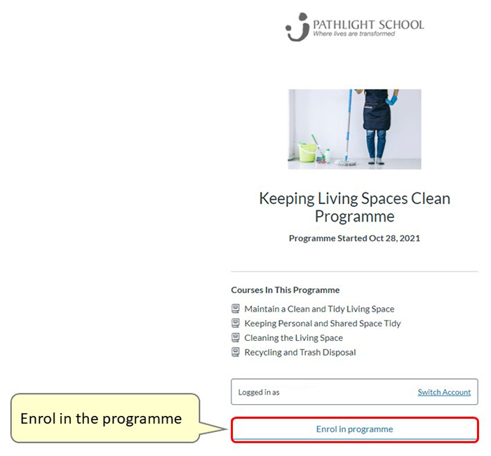 Programme Enrolment Step 3