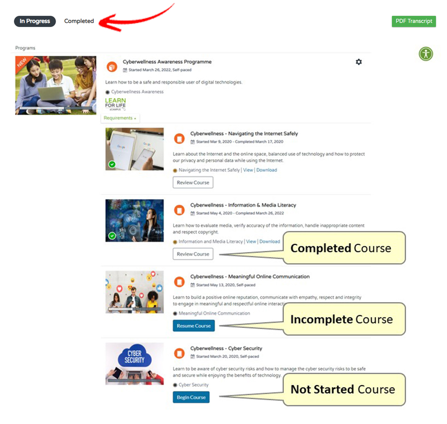 View or download course badge